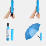 RECTITUDE Windproof Double Layer Umbrella with Bottle Cover Umbrella for UV Protection Umbrella (Blue)